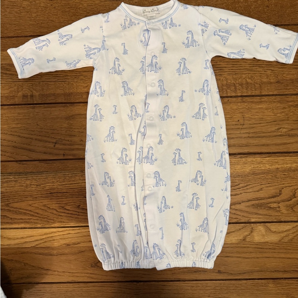 Kissy Kissy White and Blue baby converter gown